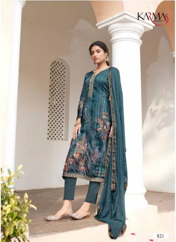 KARMA LAMHAA VOL-2 Latest Fancy Designer Heavy Casual Wear Pure Jam Satin Digital Print With hand Work Salwar Suit Collection
